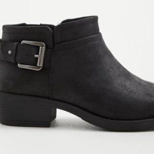 Side Buckle Bootie - Faux Leather Black (WW)